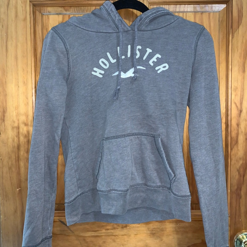 Hollister Gray Pullover Hoodie with White Logo